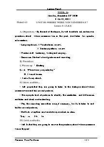 Kế hoạch bài dạy Tiếng Anh Lớp 4 - Tuần 16 - Năm học 2020-2021 - Trần Thị Hạnh