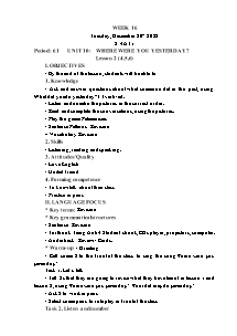 Kế hoạch bài dạy Tiếng Anh Lớp 4 - Tuần 16 - Năm học 2022-2023 - Trần Thị Hạnh