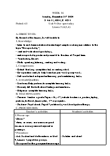 Kế hoạch bài dạy Tiếng Anh Lớp 4 - Tuần 16 - Năm học 2024-2025 - Trần Thị Hạnh