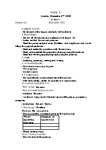 Kế hoạch bài dạy Tiếng Anh Lớp 4 - Tuần 17 - Năm học 2021-2022 - Trần Thị Hạnh