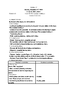 Kế hoạch bài dạy Tiếng Anh Lớp 4 - Tuần 17 - Năm học 2023-2024 - Trần Thị Hạnh