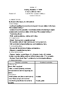 Kế hoạch bài dạy Tiếng Anh Lớp 4 - Tuần 17 - Năm học 2024-2025 - Trần Thị Hạnh