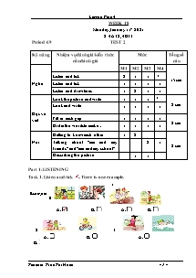 Kế hoạch bài dạy Tiếng Anh Lớp 4 - Tuần 18 - Năm học 2020-2021 - Trần Thị Hạnh