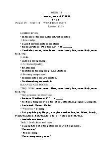 Kế hoạch bài dạy Tiếng Anh Lớp 4 - Tuần 18 - Năm học 2022-2023 - Trần Thị Hạnh