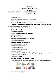 Kế hoạch bài dạy Tiếng Anh Lớp 4 - Tuần 19 - Năm học 2022-2023 - Trần Thị Hạnh