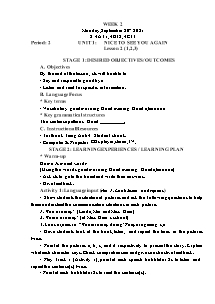 Kế hoạch bài dạy Tiếng Anh Lớp 4 - Tuần 2 - Năm học 2021-2022 - Trần Thị Hạnh