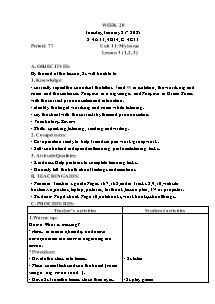 Kế hoạch bài dạy Tiếng Anh Lớp 4 - Tuần 20 - Năm học 2024-2025 - Trần Thị Hạnh