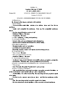 Kế hoạch bài dạy Tiếng Anh Lớp 4 - Tuần 21 - Năm học 2021-2022 - Trần Thị Hạnh
