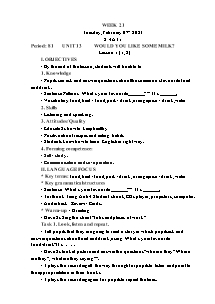 Kế hoạch bài dạy Tiếng Anh Lớp 4 - Tuần 21 - Năm học 2022-2023 - Trần Thị Hạnh