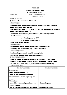 Kế hoạch bài dạy Tiếng Anh Lớp 4 - Tuần 24 - Năm học 2024-2025 - Trần Thị Hạnh