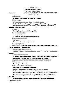 Kế hoạch bài dạy Tiếng Anh Lớp 4 - Tuần 26 - Năm học 2021-2022 - Trần Thị Hạnh