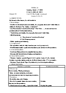 Kế hoạch bài dạy Tiếng Anh Lớp 4 - Tuần 26 - Năm học 2024-2025 - Trần Thị Hạnh