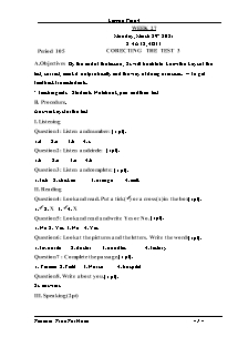 Kế hoạch bài dạy Tiếng Anh Lớp 4 - Tuần 27 - Năm học 2020-2021 - Trần Thị Hạnh