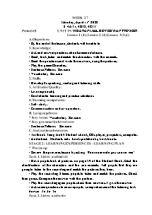 Kế hoạch bài dạy Tiếng Anh Lớp 4 - Tuần 27 - Năm học 2021-2022 - Trần Thị Hạnh