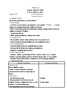 Kế hoạch bài dạy Tiếng Anh Lớp 4 - Tuần 28 - Năm học 2024-2025 - Trần Thị Hạnh