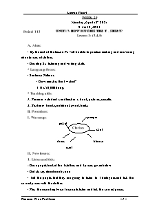 Kế hoạch bài dạy Tiếng Anh Lớp 4 - Tuần 29 - Năm học 2020-2021 - Trần Thị Hạnh