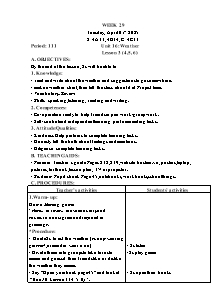 Kế hoạch bài dạy Tiếng Anh Lớp 4 - Tuần 29 - Năm học 2024-2025 - Trần Thị Hạnh