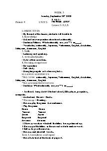 Kế hoạch bài dạy Tiếng Anh Lớp 4 - Tuần 3 - Năm học 2022-2023 - Trần Thị Hạnh