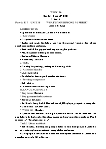 Kế hoạch bài dạy Tiếng Anh Lớp 4 - Tuần 30 - Năm học 2023-2024 - Trần Thị Hạnh