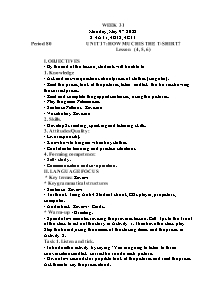 Kế hoạch bài dạy Tiếng Anh Lớp 4 - Tuần 31 - Năm học 2021-2022 - Trần Thị Hạnh