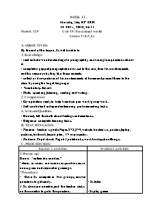 Kế hoạch bài dạy Tiếng Anh Lớp 4 - Tuần 33 - Năm học 2023-2024 - Trần Thị Hạnh