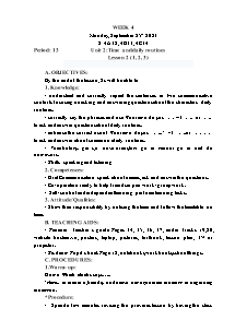 Kế hoạch bài dạy Tiếng Anh Lớp 4 - Tuần 4 - Năm học 2023-2024 - Trần Thị Hạnh