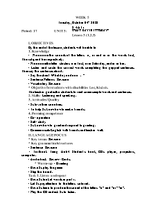 Kế hoạch bài dạy Tiếng Anh Lớp 4 - Tuần 5 - Năm học 2022-2023 - Trần Thị Hạnh