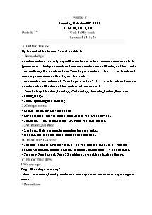 Kế hoạch bài dạy Tiếng Anh Lớp 4 - Tuần 5 - Năm học 2023-2024 - Trần Thị Hạnh