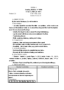 Kế hoạch bài dạy Tiếng Anh Lớp 4 - Tuần 6 - Năm học 2024-2025 - Trần Thị Hạnh