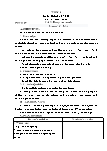 Kế hoạch bài dạy Tiếng Anh Lớp 4 - Tuần 8 - Năm học 2023-2024 - Trần Thị Hạnh