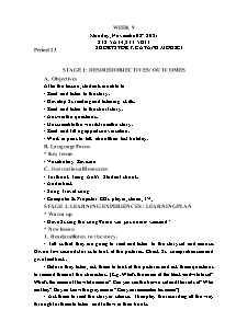 Kế hoạch bài dạy Tiếng Anh Lớp 4 - Tuần 9 - Năm học 2021-2022 - Trần Thị Hạnh