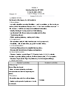 Kế hoạch bài dạy Tiếng Anh Lớp 4 - Tuần 9 - Năm học 2023-2024 - Trần Thị Hạnh