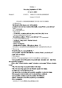 Kế hoạch bài dạy Tiếng Anh Lớp 5 - Tuần 1 - Năm học 2021-2022 - Trần Thị Hạnh