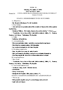 Kế hoạch bài dạy Tiếng Anh Lớp 5 - Tuần 10 - Năm học 2021-2022 - Trần Thị Hạnh