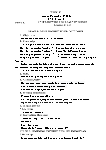 Kế hoạch bài dạy Tiếng Anh Lớp 5 - Tuần 12 - Năm học 2021-2022 - Trần Thị Hạnh