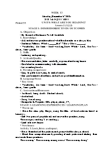 Kế hoạch bài dạy Tiếng Anh Lớp 5 - Tuần 13 - Năm học 2021-2022 - Trần Thị Hạnh