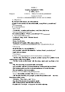 Kế hoạch bài dạy Tiếng Anh Lớp 5 - Tuần 2 - Năm học 2021-2022 - Trần Thị Hạnh