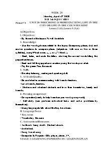 Kế hoạch bài dạy Tiếng Anh Lớp 5 - Tuần 28 - Năm học 2021-2022 - Trần Thị Hạnh