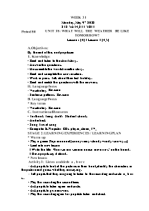 Kế hoạch bài dạy Tiếng Anh Lớp 5 - Tuần 31 - Năm học 2021-2022 - Trần Thị Hạnh