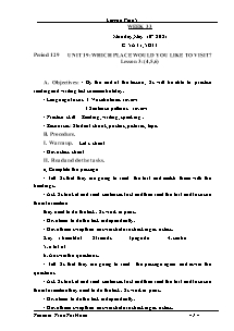 Kế hoạch bài dạy Tiếng Anh Lớp 5 - Tuần 33 - Năm học 2020-2021 - Trần Thị Hạnh
