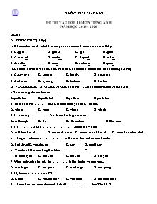 30 Đề thi vào lớp 10 môn Tiếng Anh - Năm học 2019-2020 - Trường THCS Châu Minh