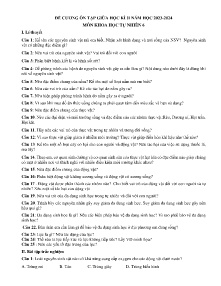 Đề cương ôn tập giữa học kì II Khoa học tự nhiên 6 - Năm học 2023-2024