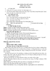 Đề cương ôn tập giữa học kì II Ngữ văn 6 - Năm học 2023-2024