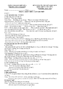 Đề cương ôn tập giữa học kì II Tiếng Anh 6 - Năm học 2023-2024 - Trường THCS Thái Sơn