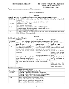 Đề cương ôn tập giữa học kì II Tiếng Anh 7 - Năm học 2023-2024 - Trường THCS Thái Sơn