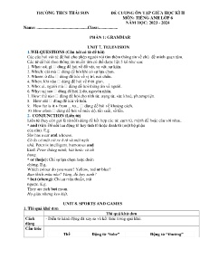 Đề cương ôn tập giữa học kì II Tiếng Anh Lớp 6 - Năm học 2023-2024 - Trường THCS Thái Sơn