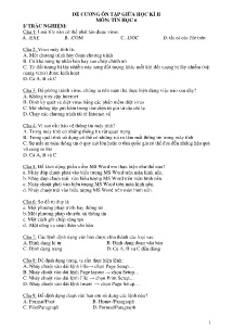 Đề cương ôn tập giữa học kì II Tin học 6