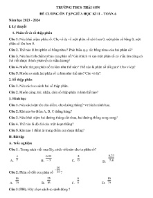 Đề cương ôn tập giữa học kì II Toán 6 - Năm học 2023-2024 - Trường THCS Thái Sơn