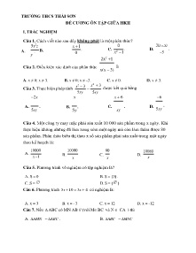 Đề cương ôn tập giữa học kì II Toán 8 - Trường THCS Thái Sơn