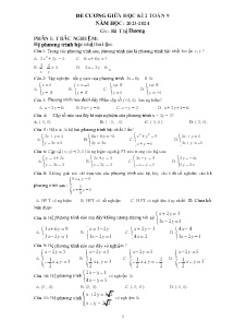Đề cương ôn tập giữa học kì II Toán 9 - Năm học 2023-2024 - Hà Thị Hương